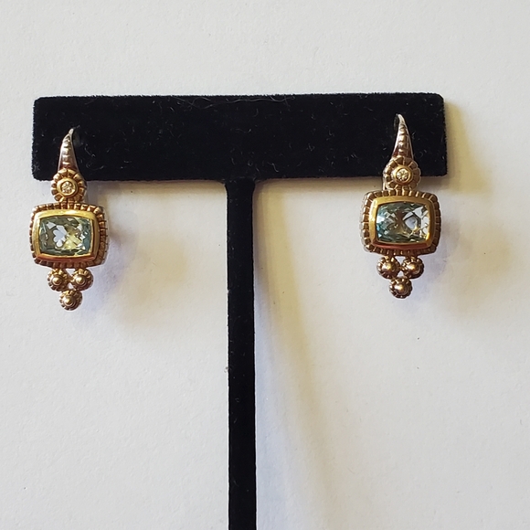 Stunning & Unique Judith Ripka Blue Topaz Earrings - Picture 4 of 7